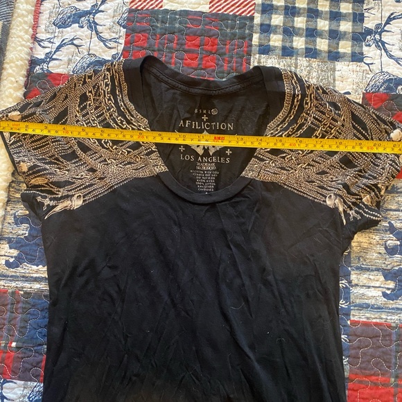 Affliction Chains Print Ruched Braided Back Tunic Top - Picture 15 of 16